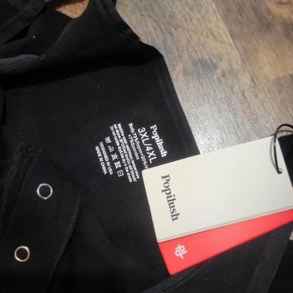 Popilush Black Button Down Sleeveless Tummy Control Tank Bodysuit Size 3XL/4XL - Picture 10 of 12